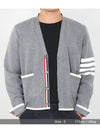 V-Neck Diagonal Armband Cardigan Grey - THOM BROWNE - BALAAN 13