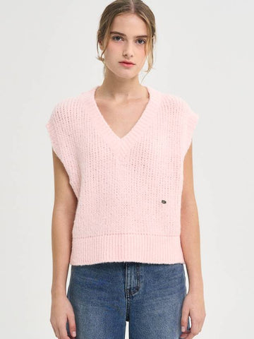 Candy V neck Wool Knit Vest Pink - SORRY TOO MUCH LOVE - BALAAN 1