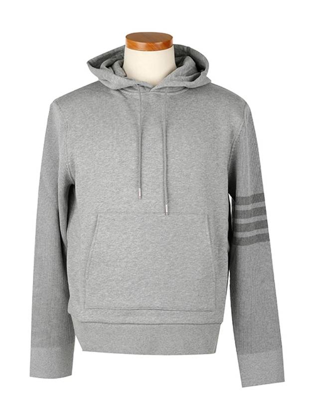 Classic Loopback 4-Bar Cotton Hoodie Grey - THOM BROWNE - BALAAN 2