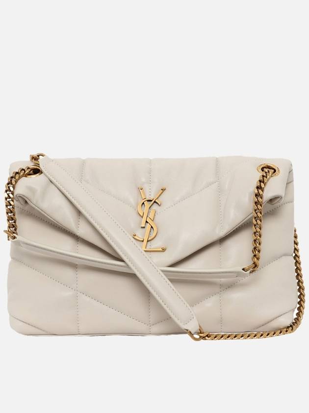 Puffer Quilted Nappa Leather Small Shoulder Bag Blanc Vintage - SAINT LAURENT - BALAAN 4