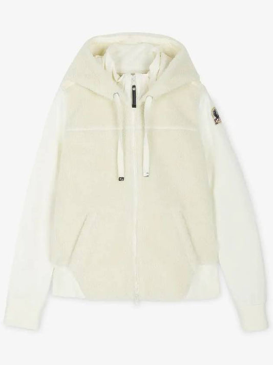 Women's Logo Patch White Hooded Zip-up PWFLPF33 748 - PARAJUMPERS - BALAAN 2