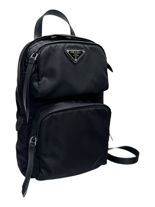 2VC070 Black Tesuto Nylon Silver Triangular Logo Boston Bag - PRADA - BALAAN 2