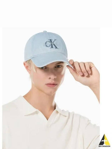 JEANS Unisex CKJ Monogram Embroidery Denim Ball Cap 4G5041GLHL - CALVIN KLEIN - BALAAN 1