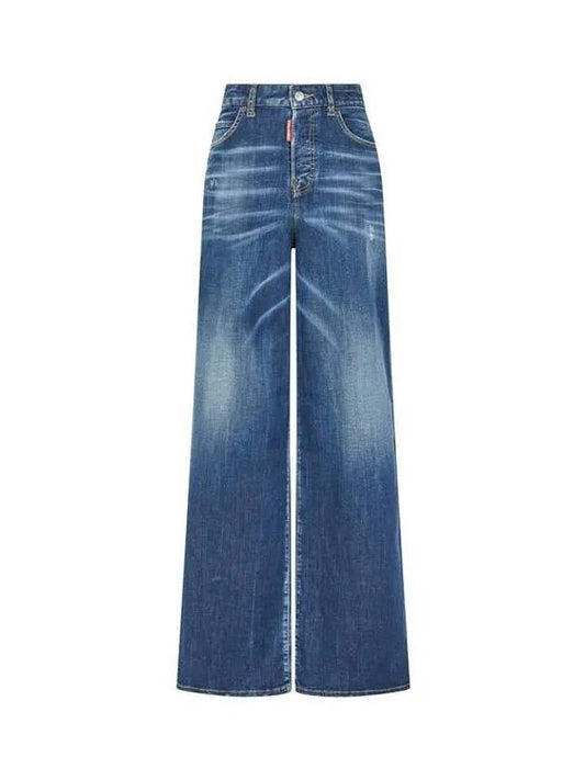 Women s Wide Maxi Traveler Jeans Washed Indigo - DSQUARED2 - BALAAN 1