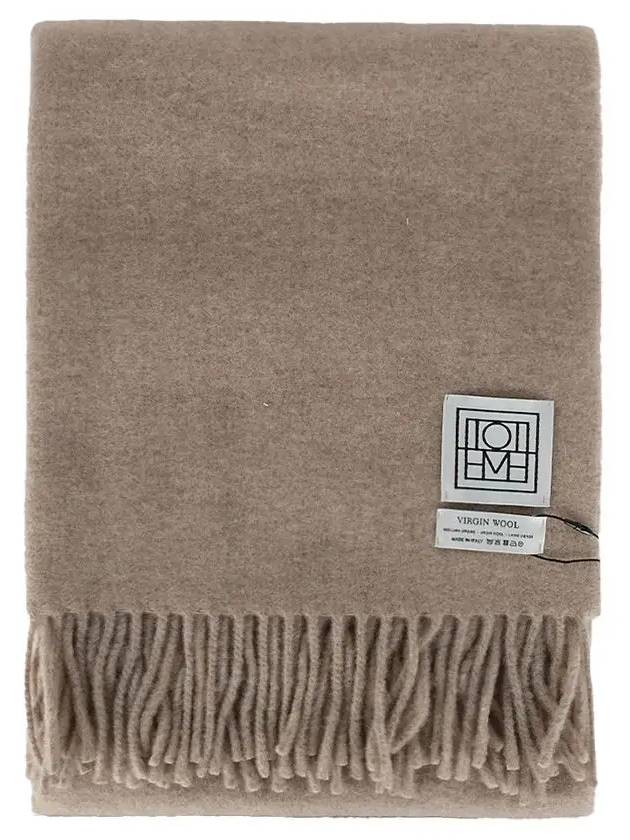 Fringe Edge Knit Muffler Beige - TOTEME - BALAAN.