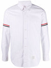 Oxford Armband Stripe Cotton Long Sleeve Shirt White - THOM BROWNE - BALAAN 3