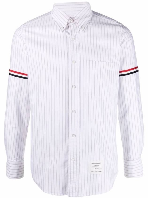 Oxford Armband Stripe Cotton Long Sleeve Shirt White - THOM BROWNE - BALAAN 3