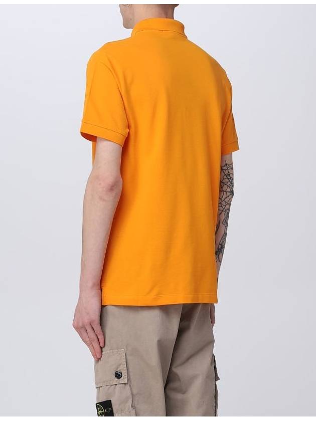 Stretch Cotton Pique Short Sleeve Polo Shirt Orange - STONE ISLAND - BALAAN.