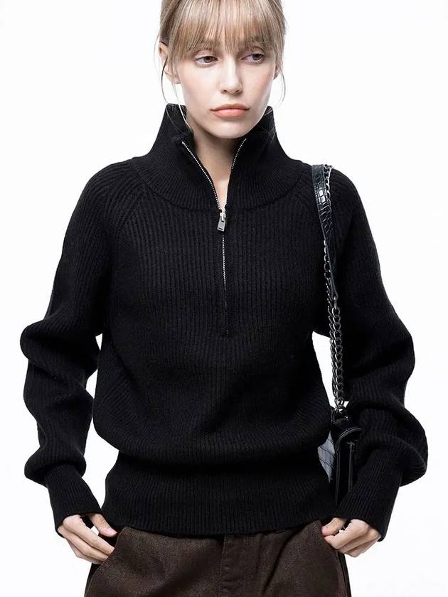 Four Woman Women s Soft Hazy Half Zip up Knit Black W243TP05BK - CHANCE'S NOI - BALAAN 7