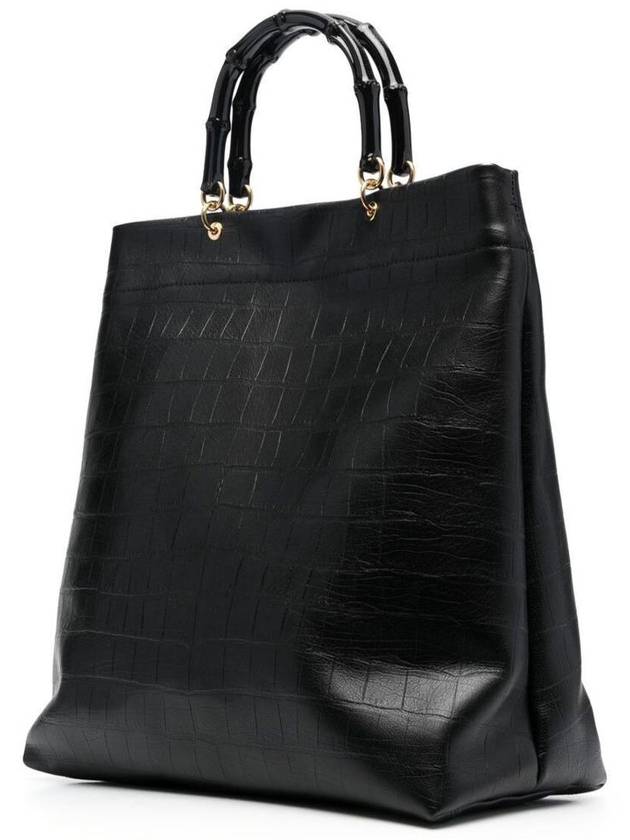 Embossed Bamboo Tote Bag Black - JIL SANDER - BALAAN 3