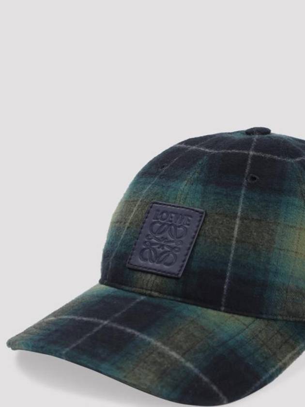 Patch Tartan Wool Ball Cap Black Green - LOEWE - BALAAN 4