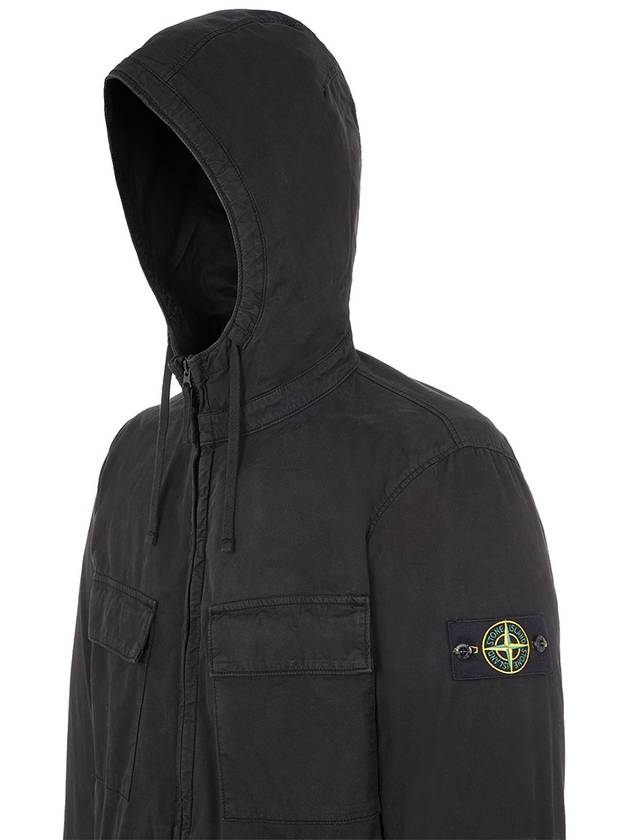 Cotton Twill Stretch Hooded Jacket Black - STONE ISLAND - BALAAN 4