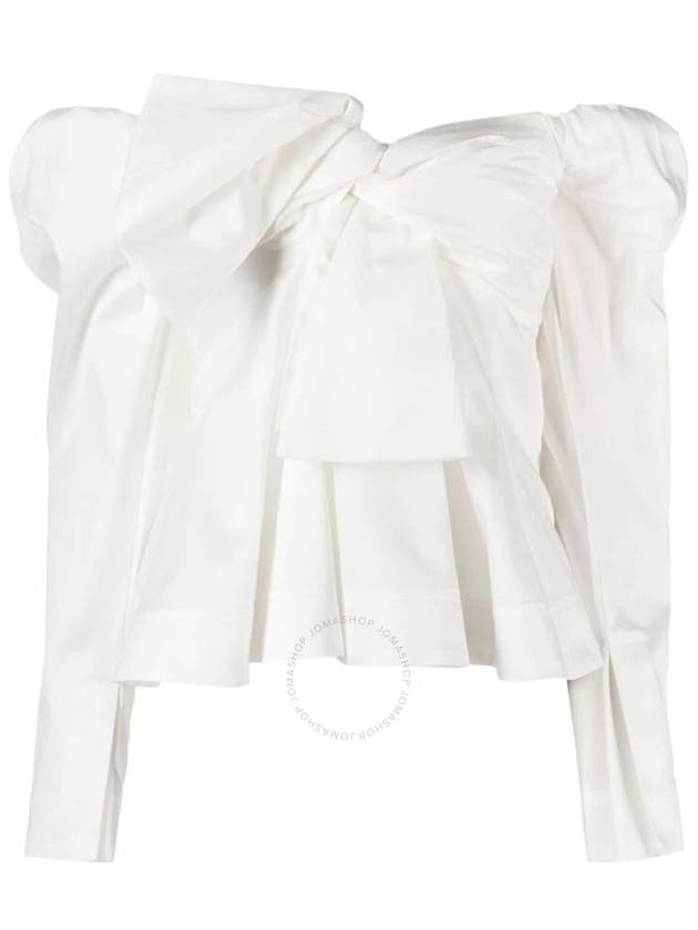 Aje Ladies Ivory Cotton Poplin Strapless Valentina Bow Top, Brand Size 8 (US Size 4) - AJE - BALAAN 1