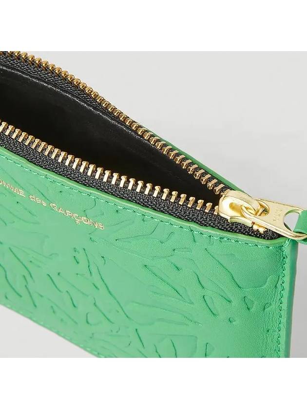 Embossed Forest Leather Pouch Coin Purse Green SA8100EF - COMME DES GARCONS WALLET - BALAAN 5