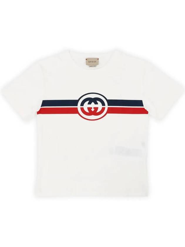 Kids Print Cotton Short Sleeve T-Shirt White - GUCCI - BALAAN 4