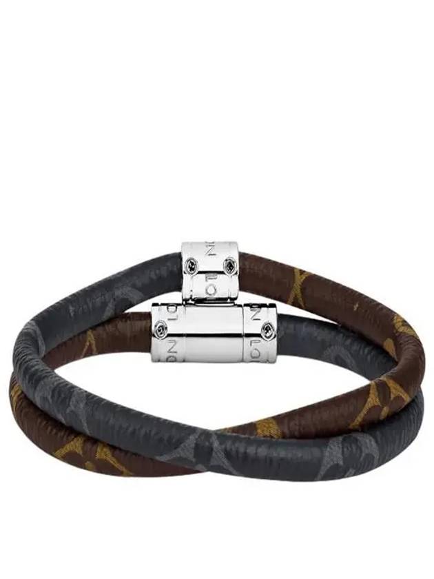 Keep It Double Leather Bracelet Black Brown - LOUIS VUITTON - BALAAN 3