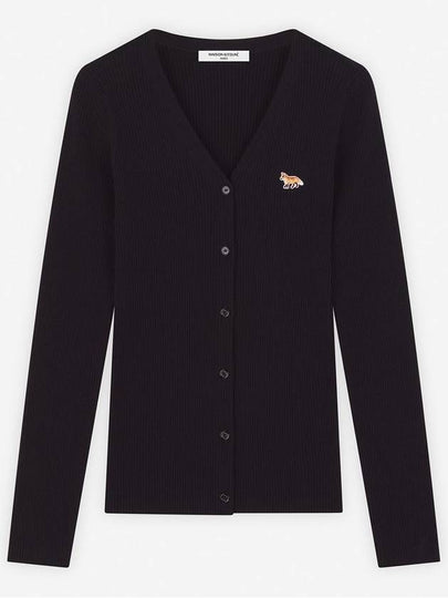 Baby Fox Patch Fine Ribbed Cardigan Black - MAISON KITSUNE - BALAAN 2