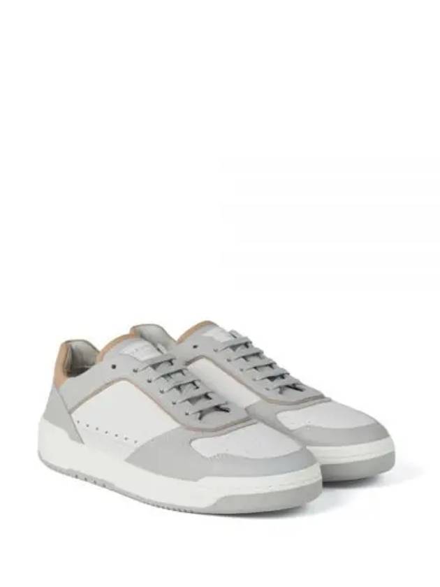 Logo Patch Leather Low Top Sneakers Grey - BRUNELLO CUCINELLI - BALAAN 2