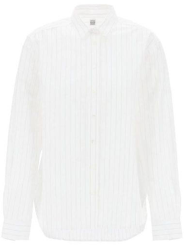 Striped Signature Dress Shirt White - TOTEME - BALAAN 1