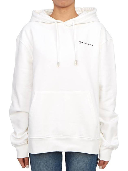 Le Brodet Embroidered Logo Cotton Hooded Top White - JACQUEMUS - BALAAN 2