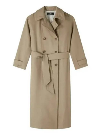 Double Brested Twill Cotton Trench Coat Beige - A.P.C. - BALAAN 2