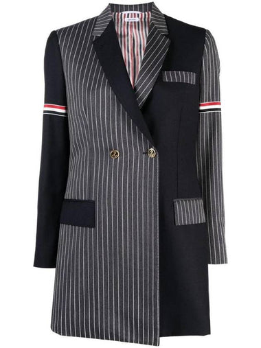 patchwork double-breasted blazer jacket - THOM BROWNE - BALAAN 1