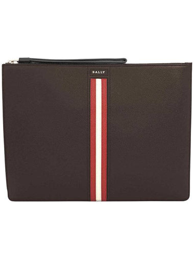 Thalden Coffee Logo Plaque Clutch Bag Brown - BALLY - BALAAN 1