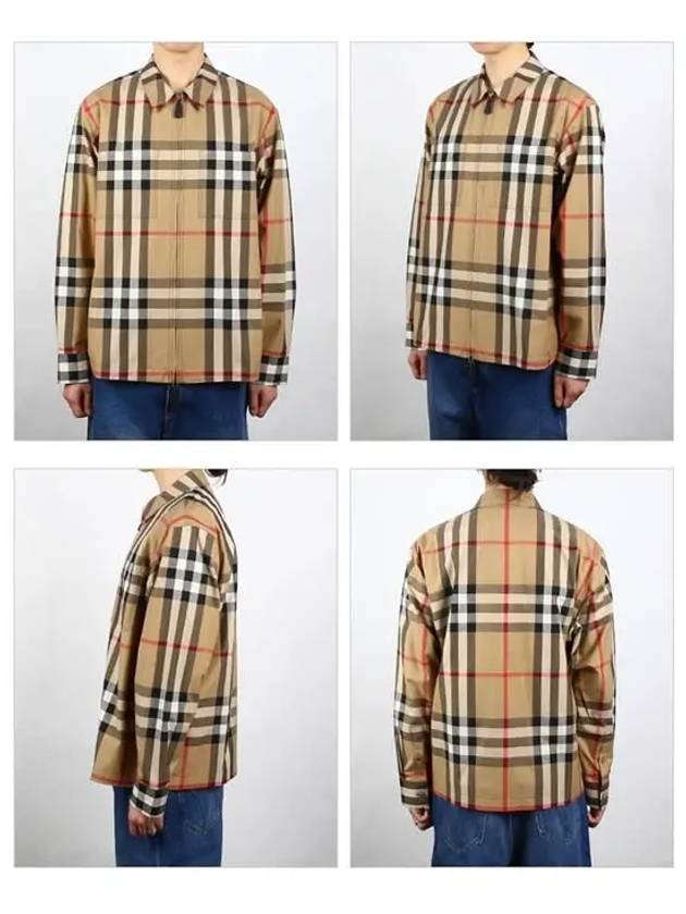 Exaggerate Check Cotton Oversized Long Sleeve Shirt Archive Beige - BURBERRY - BALAAN.