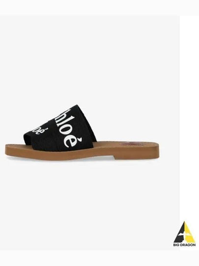 Woody Logo Flat Mule Slippers Black - CHLOE - BALAAN 2