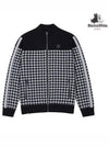 Men s houndstooth jacquard pattern knit cardigan 2814GXKW NAVY - BLACK&WHITE - BALAAN 1