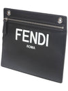 Logo Embossed Zipper Pocket Clutch Bag Black - FENDI - BALAAN 3