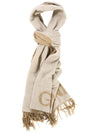 Logo Print Fringe Wool Muffler Beige - GANNI - BALAAN 2