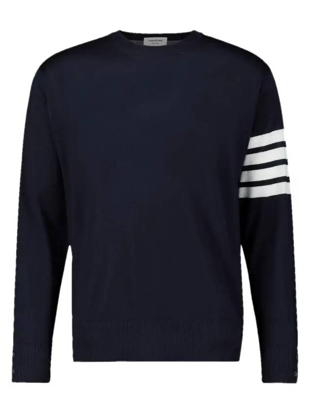 4 Bar Armband Milano Stitch Knit Top Navy - THOM BROWNE - BALAAN 2