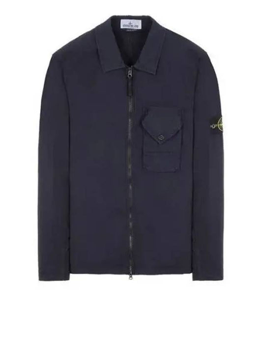 Stretch Cotton Gabardine Overshirt Jacket Navy - STONE ISLAND - BALAAN 2