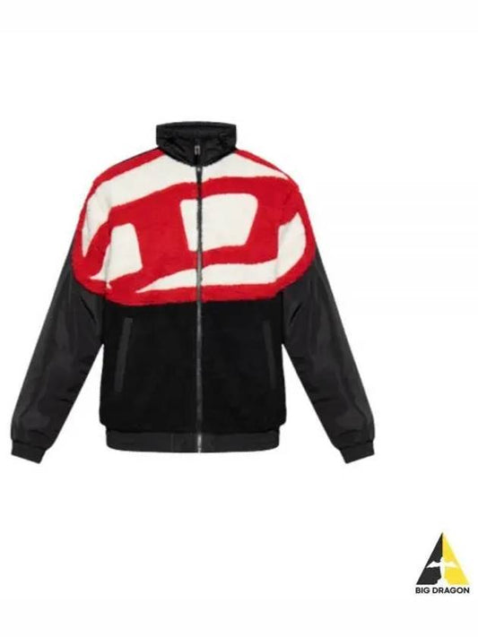 S Ovady Logo Teddy Fleece Track Jacket Black - DIESEL - BALAAN 2