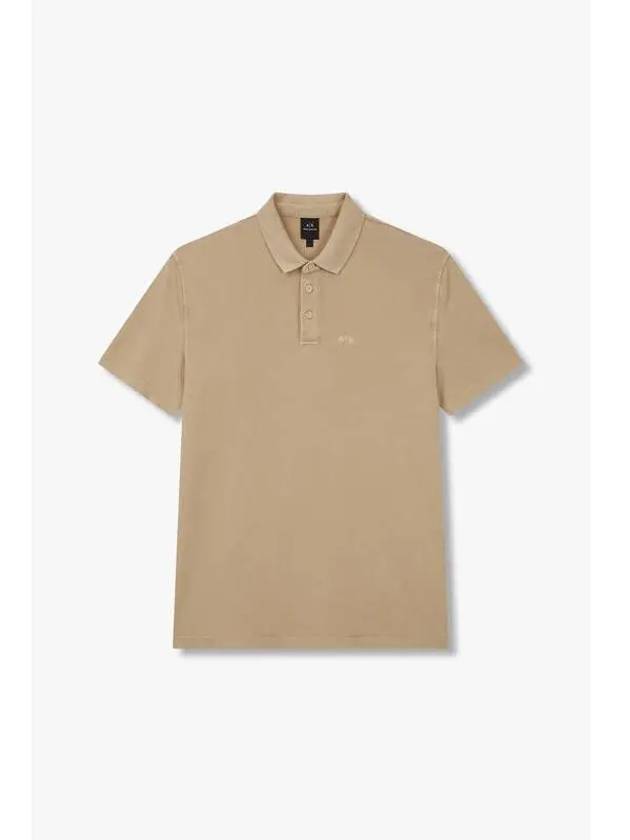 Men s Mini Logo Pique Polo Shirt Beige - ARMANI EXCHANGE - BALAAN 1