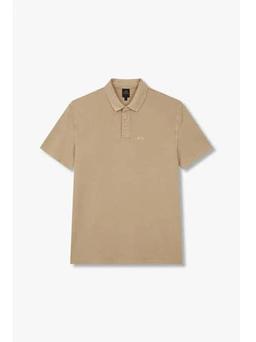 Men s Mini Logo Pique Polo Shirt Beige - ARMANI EXCHANGE - BALAAN 1