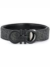 Gancini Reversible Leather Belt Black Grey - SALVATORE FERRAGAMO - BALAAN 1