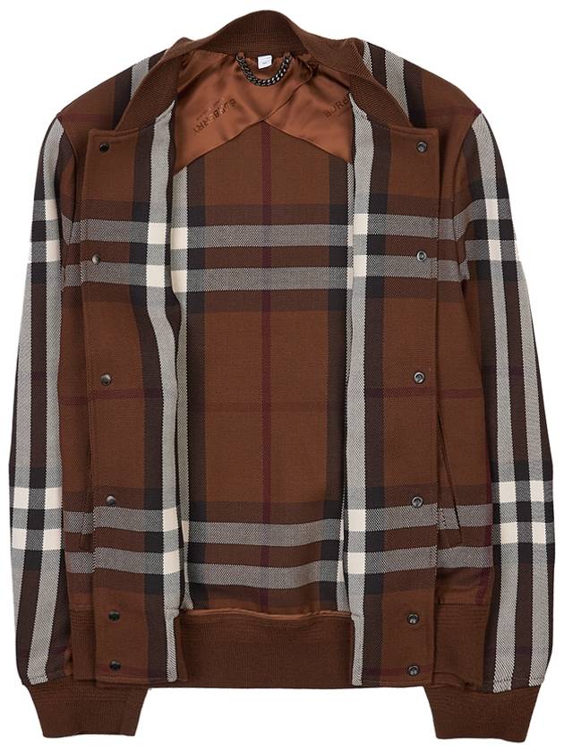 Check Wool Cotton Bomber Jacket Brown - BURBERRY - BALAAN 9