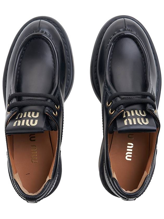 Logo Lace Up Brushed Leather Derby Black - MIU MIU - BALAAN 7