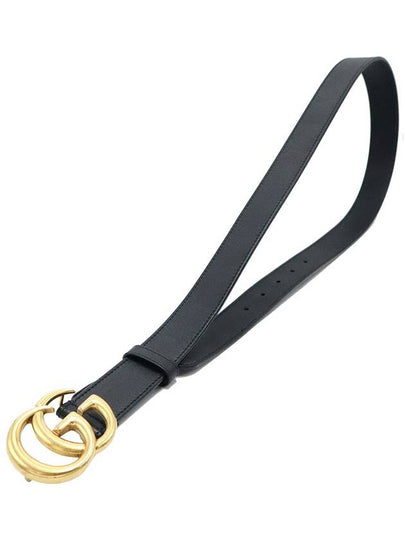 Gucci 414516 Black Leather Gold Plated Double G Buckle GG Marmont Men s Belt 85 - GUCCI - BALAAN 2