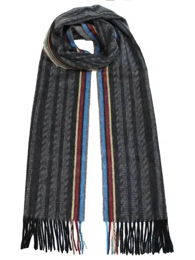 Striped Fringe Scarf Grey - PAUL SMITH - BALAAN 9