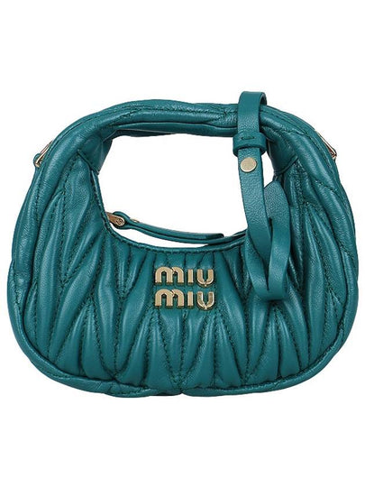 Wander Matelasse Micro Nappa Leather Hobo Mini Bag Green - MIU MIU - BALAAN 2