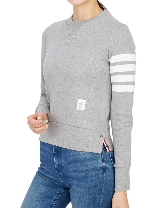 Engineered 4 Bar Stripe Loopback Jersey Knit Crewneck Sweatshirt Light Grey - THOM BROWNE - BALAAN 6