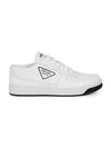 Women's Triangle Logo Leather Low Top Sneakers White - PRADA - BALAAN 3