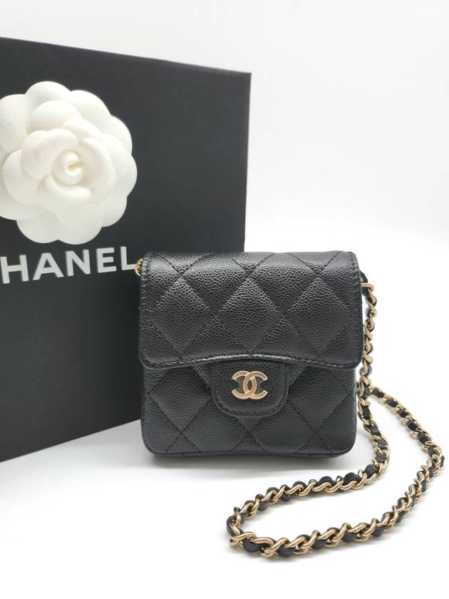 Classic mini chain bag caviar black gold wallet AP3259 - CHANEL - BALAAN 1