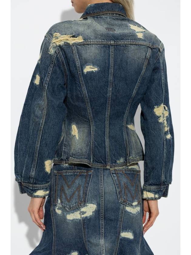 Marc Jacobs Distressed Denim Jacket, Women's, Navy Blue - MARC JACOBS - BALAAN 4