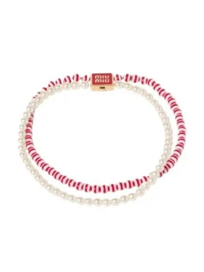 Metal Faux Pearl Choker Red - MIU MIU - BALAAN 2