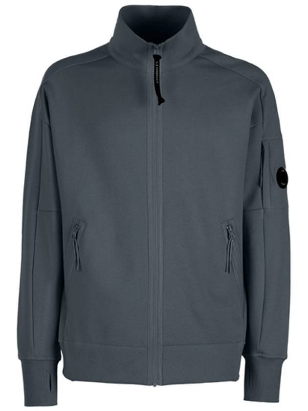 Lens Wappen Diagonal Fleece Zip-Up Jacket Charcoal - CP COMPANY - BALAAN 1