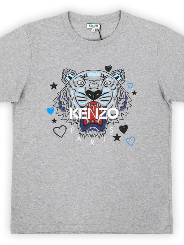 Men s Tiger Heart Printing Short Sleeve T Shirt Gray 5TS050 4Y6 95 - KENZO - BALAAN 2